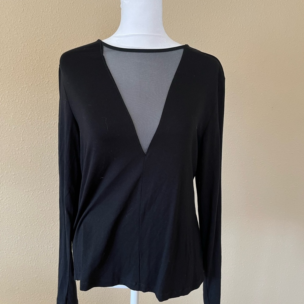 ASOS Black Sheer V-Neck Blouse